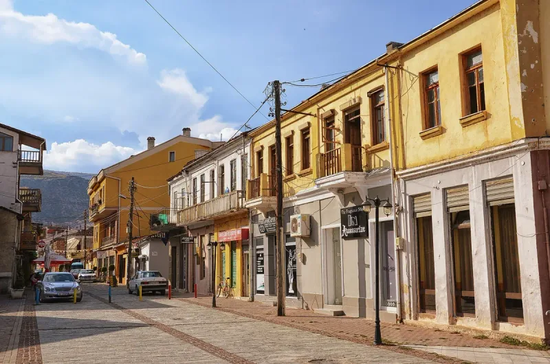 A street of older painted houses